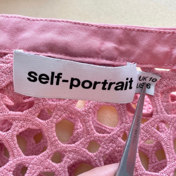 Self Portrait Lace Frill Off Lace Mini Dress With Pockets Pink Size 6 - Picture 7 of 12